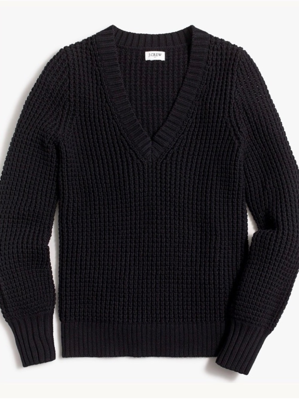 J.Crew Factory Textured Cotton V-Neck Sweater Black M AK361
